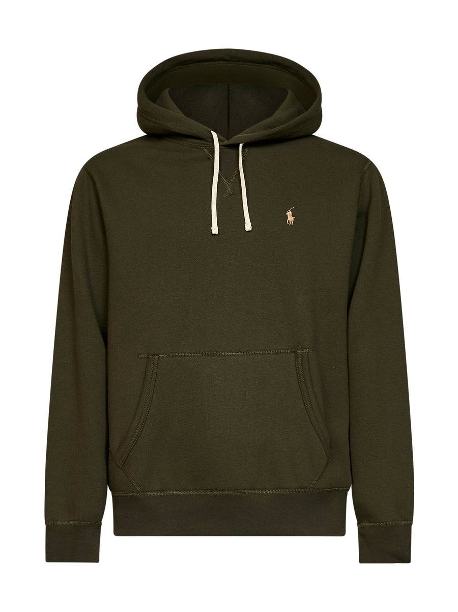 Hoodie Olive Green Cotton Blend Sweatshirts