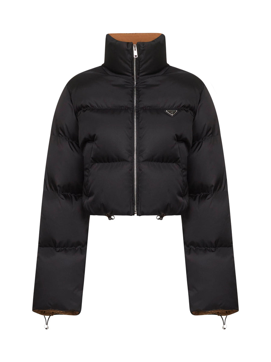 Cropped Re-Nylon Down Jacket Black Recycled Polyamide Puffer