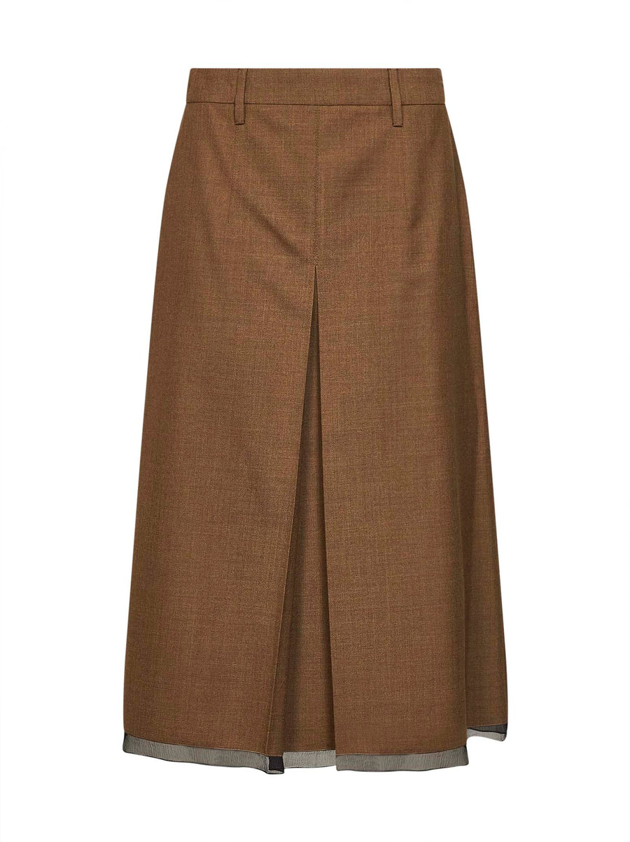 Midi Skirt Virgin Wool Camel