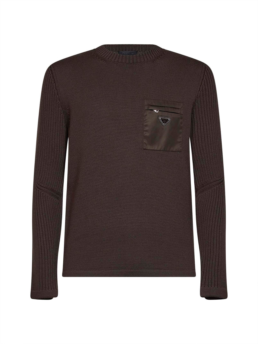 Wool Knit Sweater Dark Brown Virgin