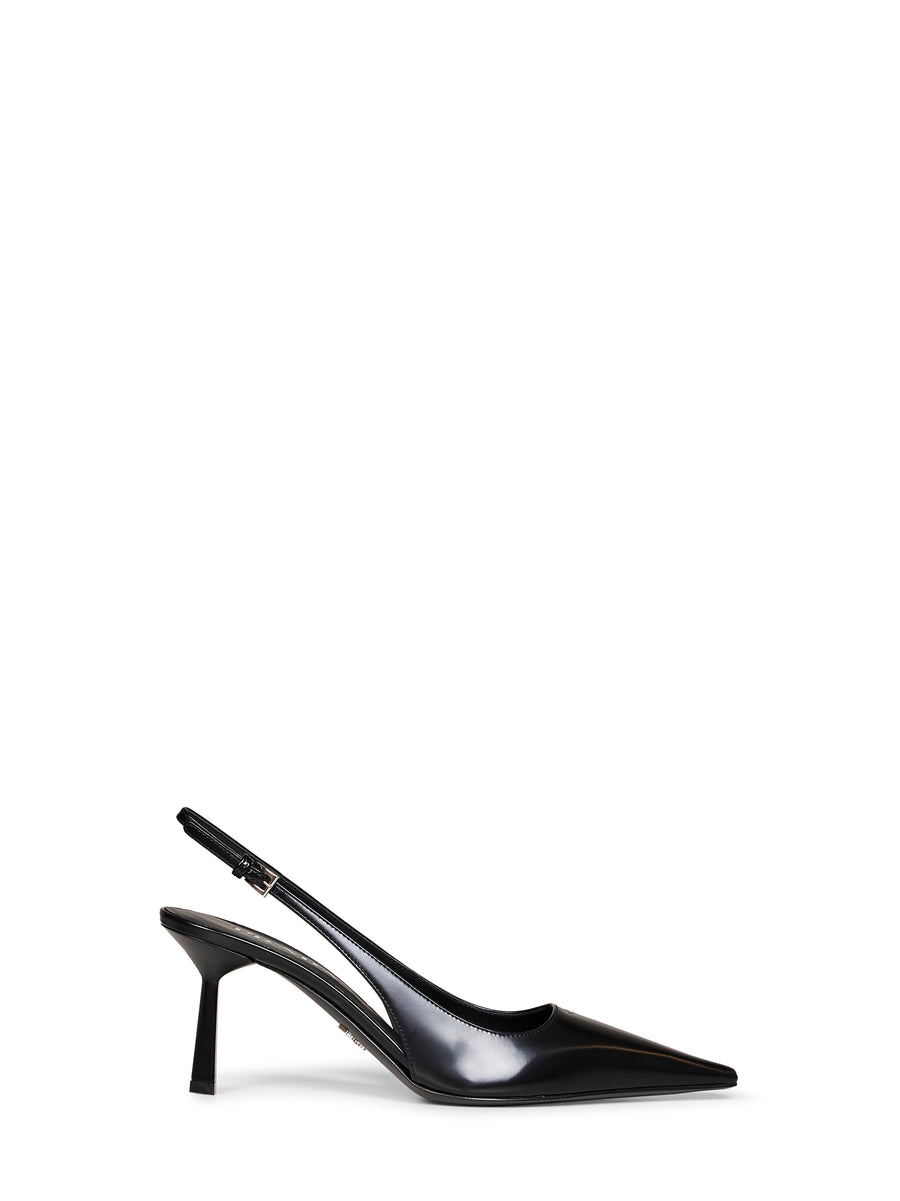 Slingback Pumps Brushed Black Leather Calf