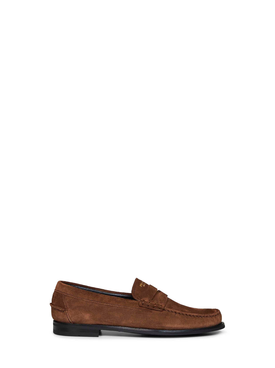 Loafers Aged-Effect Suede Cocoa Brown Calf Leather