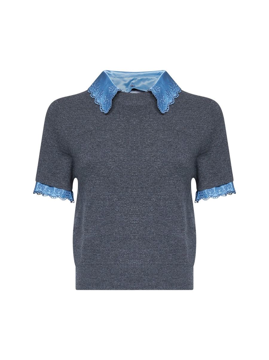 Short-Sleeved Wool And Cashmere Sweater Multicolour