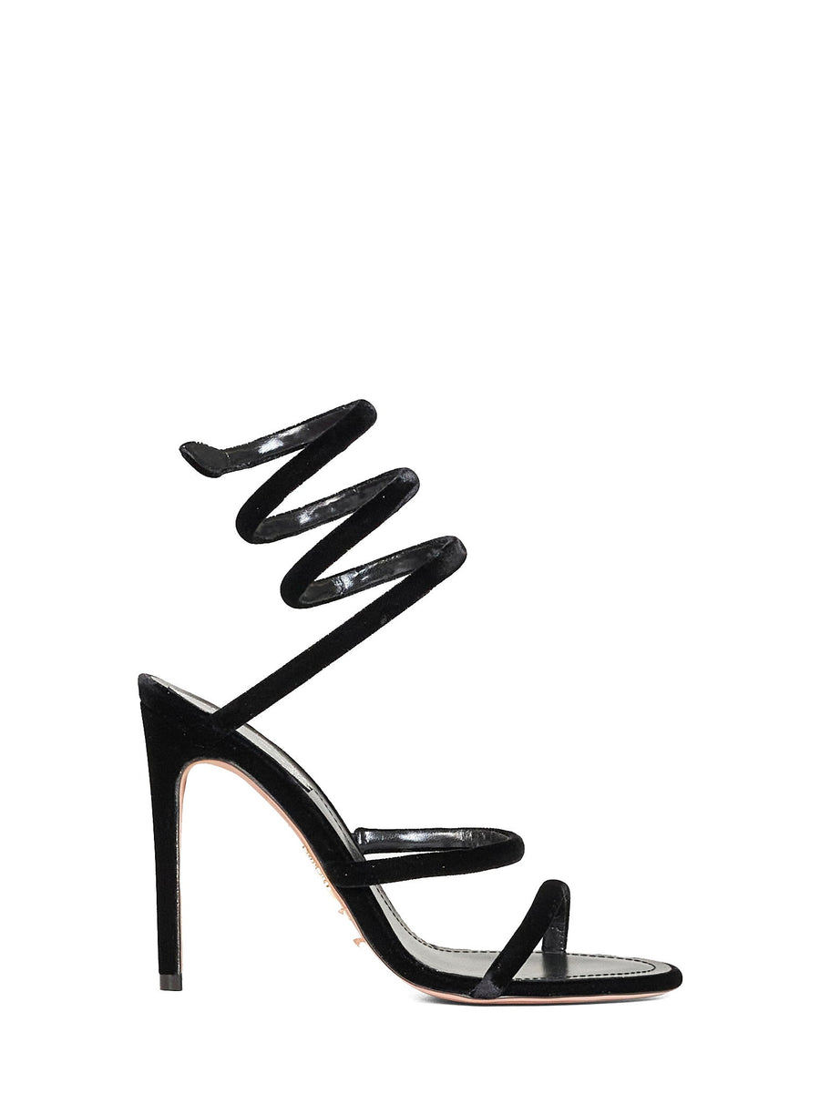 Sandals Cleo Black Velvet Fabric