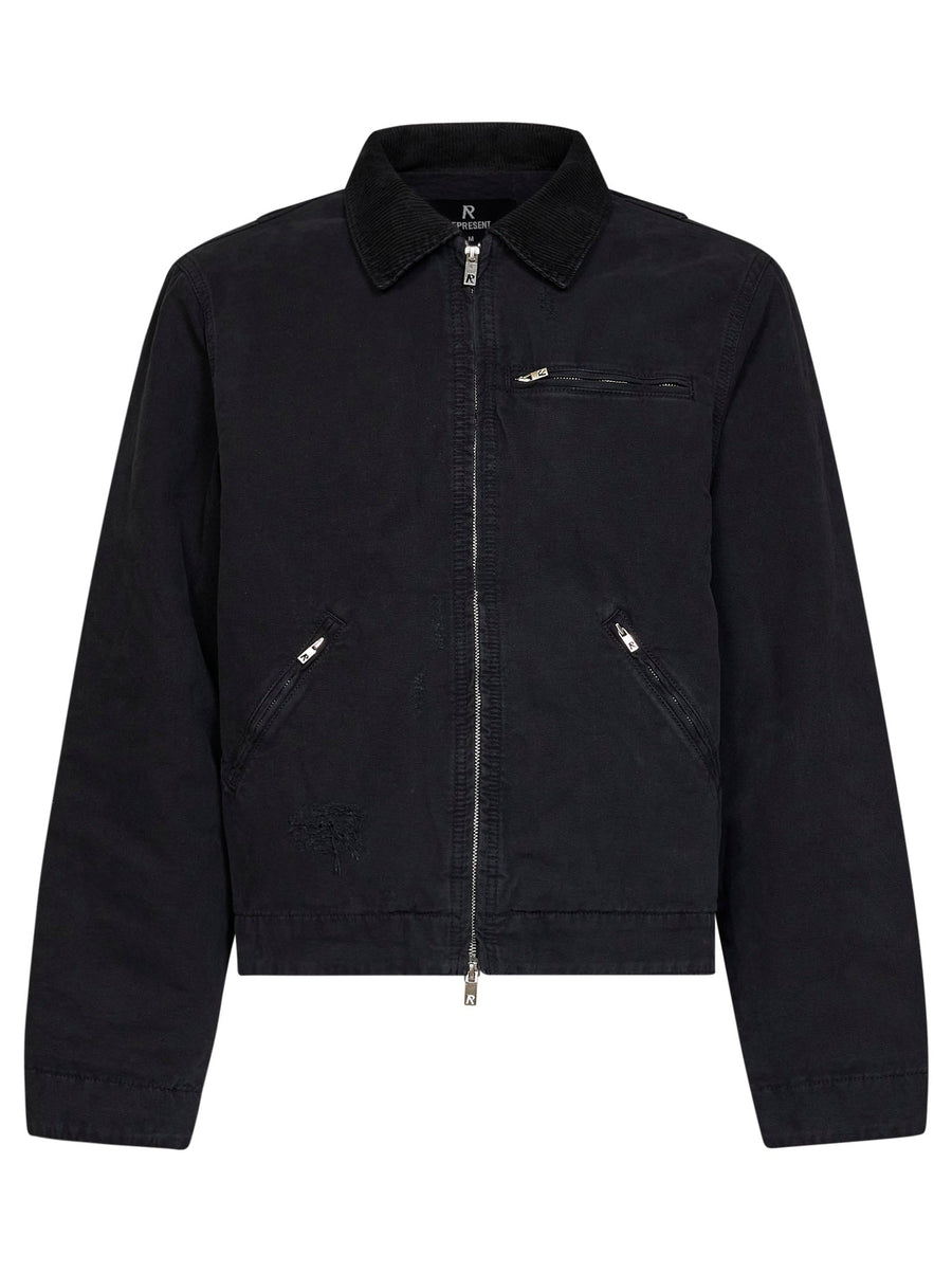 Jacket The Work Black Cotton Denim Bomber