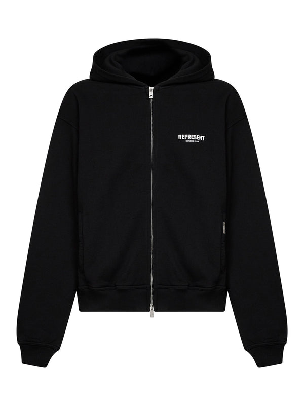 Zip-Up Hoodie Owners Club Black Cotton Sweatshirts
