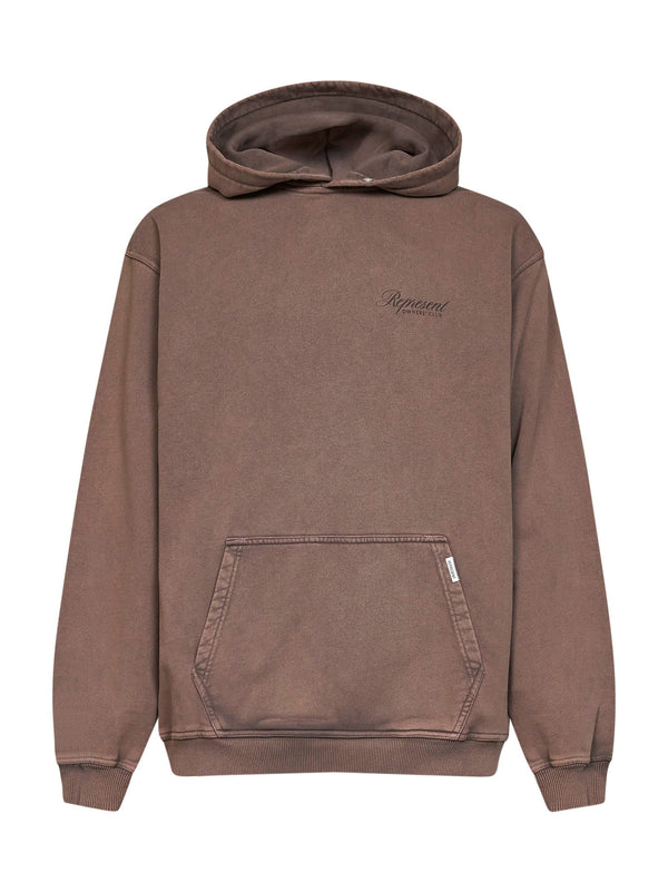 Hoodie Owners Club Script Truffle Brown Cotton Sweatshirts