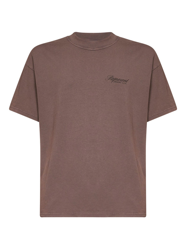 T-Shirt Owners Club Script Truffle Brown Cotton T-shirts