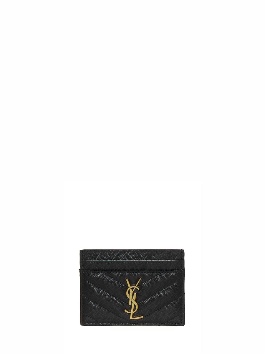 Mini Cardholder Cassandre Matelassé Black Calfskin Wallets & Purses
