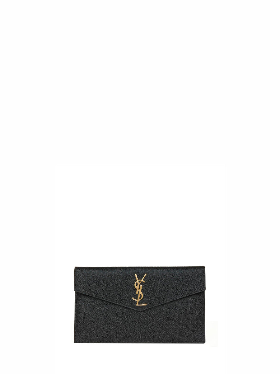 Envelope Pouch Uptown Grain-Embossed Leather Black Calfskin