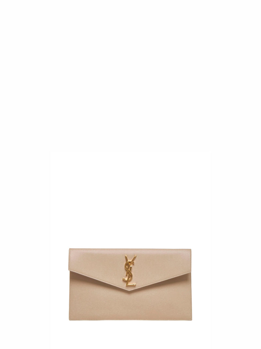 Clutch Uptown Beige Leather Calfskin
