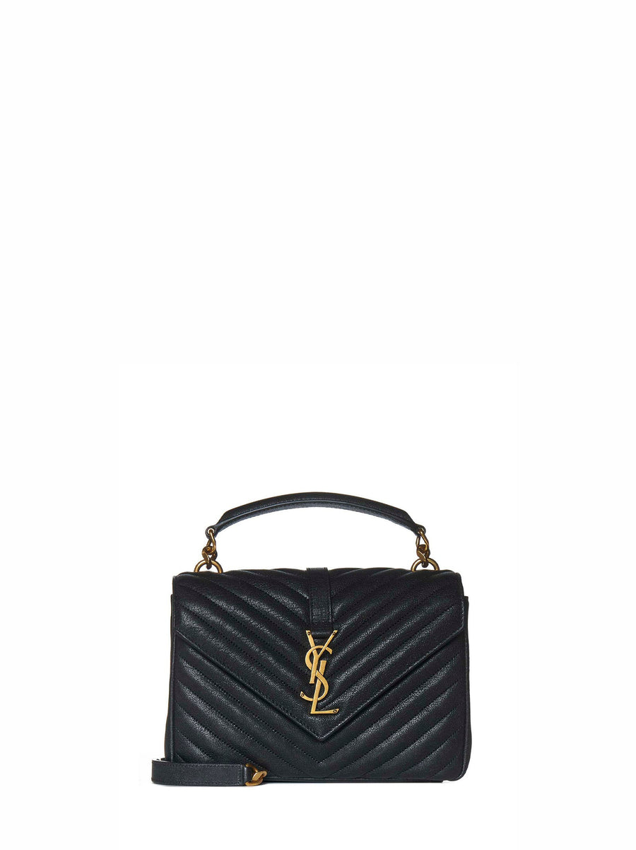 Shoulder Bag Medium College Quilted Leather Black