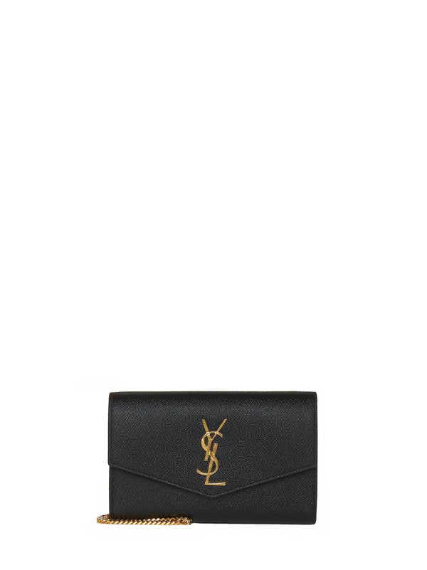 Leather Chain Wallet Bag Black Calfskin