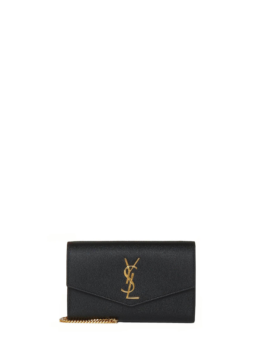 Leather Chain Wallet Bag Black Calfskin