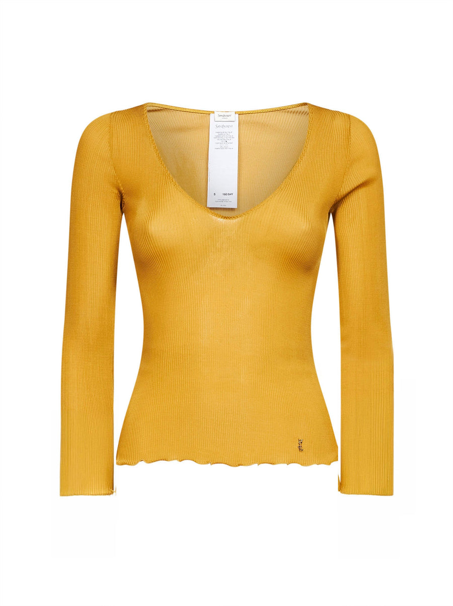 Ribbed Silk Top Cassandre Yellow Knitwear