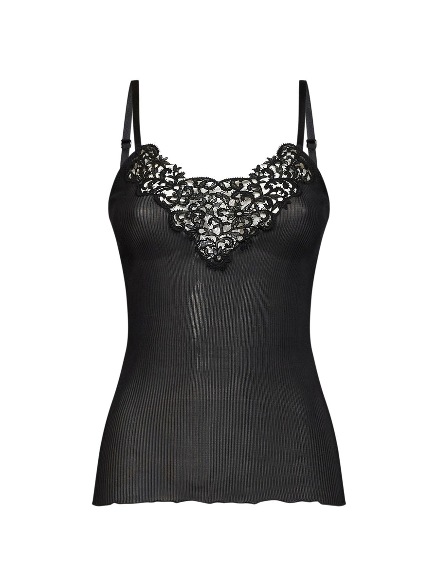 Tank Top Silk Ribbed Black