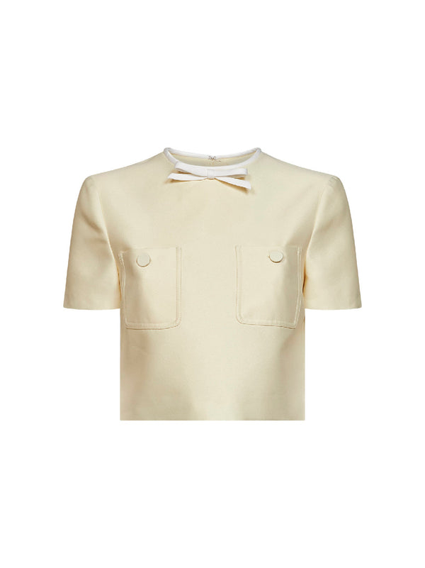 Cropped Taffeta Top Yellow Tops