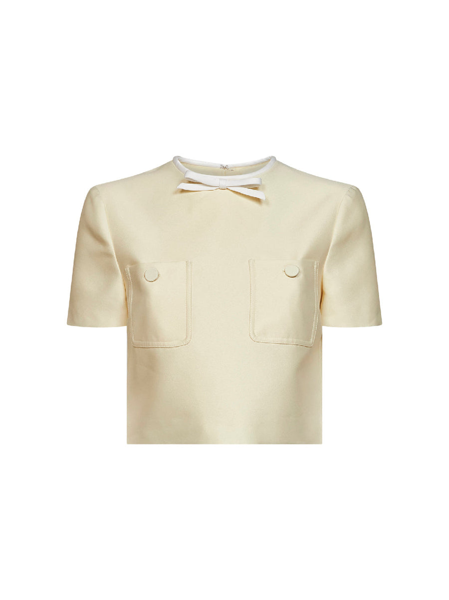 Cropped Taffeta Top Yellow Tops