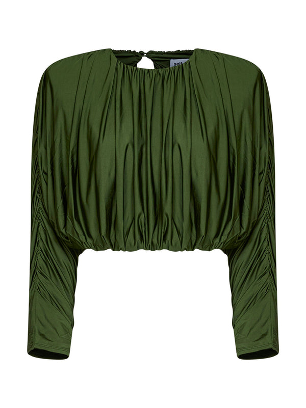 Cropped Top Olive Jersey Green Viscose Tops