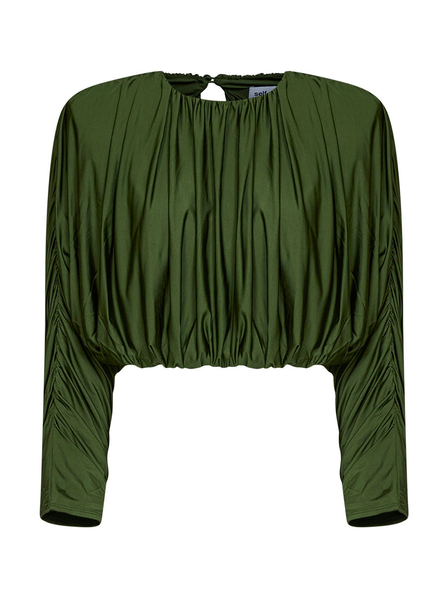Cropped Top Olive Jersey Green Viscose Tops