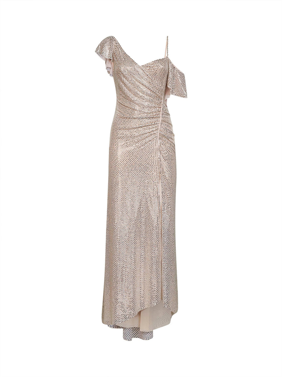 Rhinestone-Embellished Maxi Dress Nude Polyester