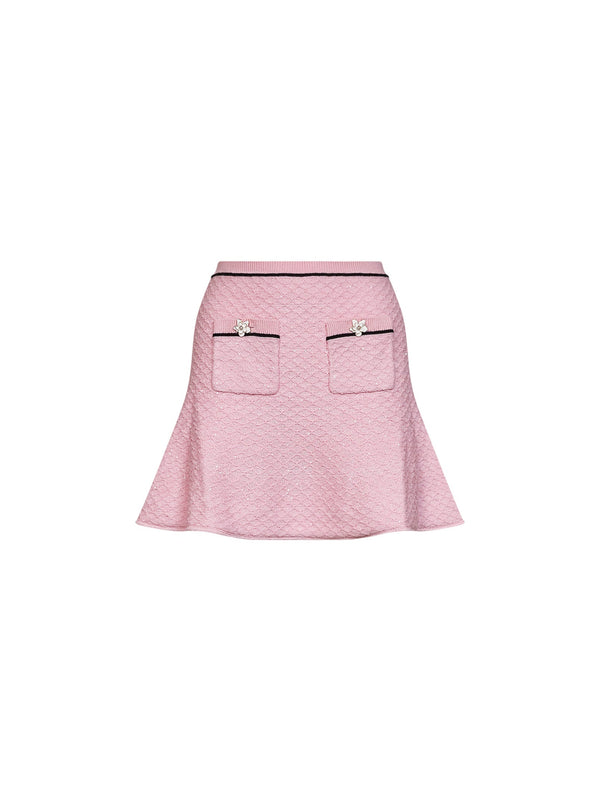 Mini Skirt Pink Sequin Knit Polyester