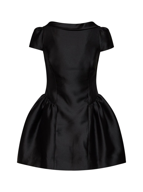 Minidress Taffeta Collar Black Dress