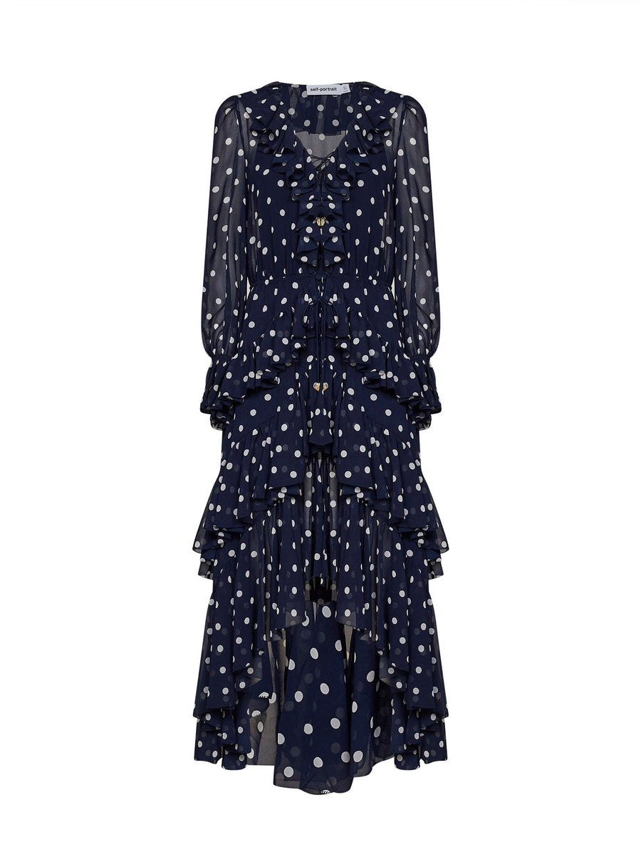 Maxi Dress Georgette Blue Polyester