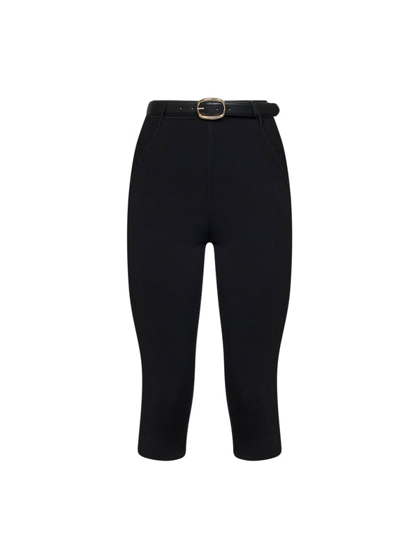 Capri Leggings Black Compact Knit Viscose Trousers