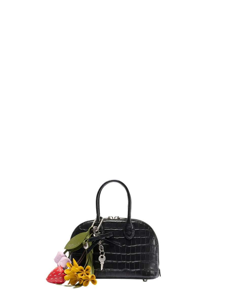 Mini Bag Crocodile-Embossed Leather Black Calf Handbags