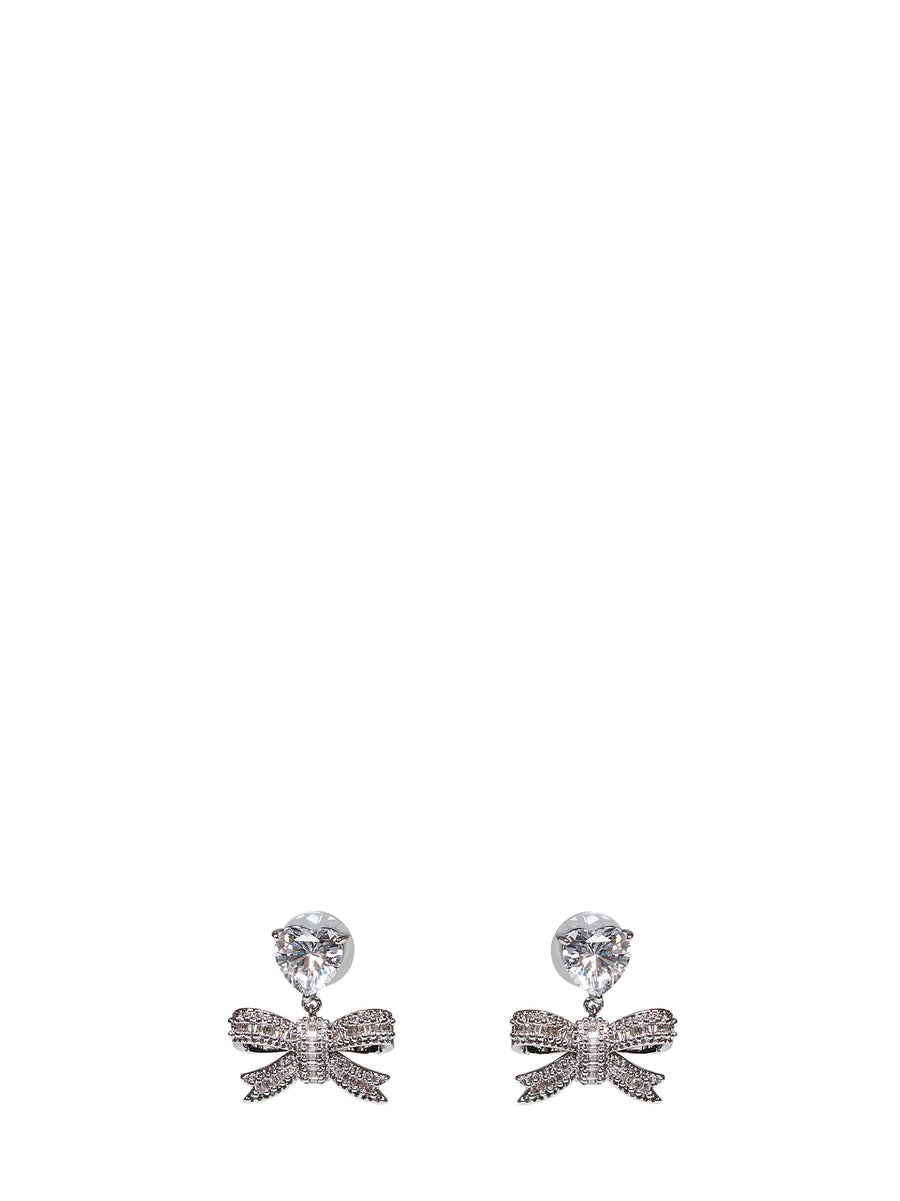 Drop Earrings With Crystal Heart Silver