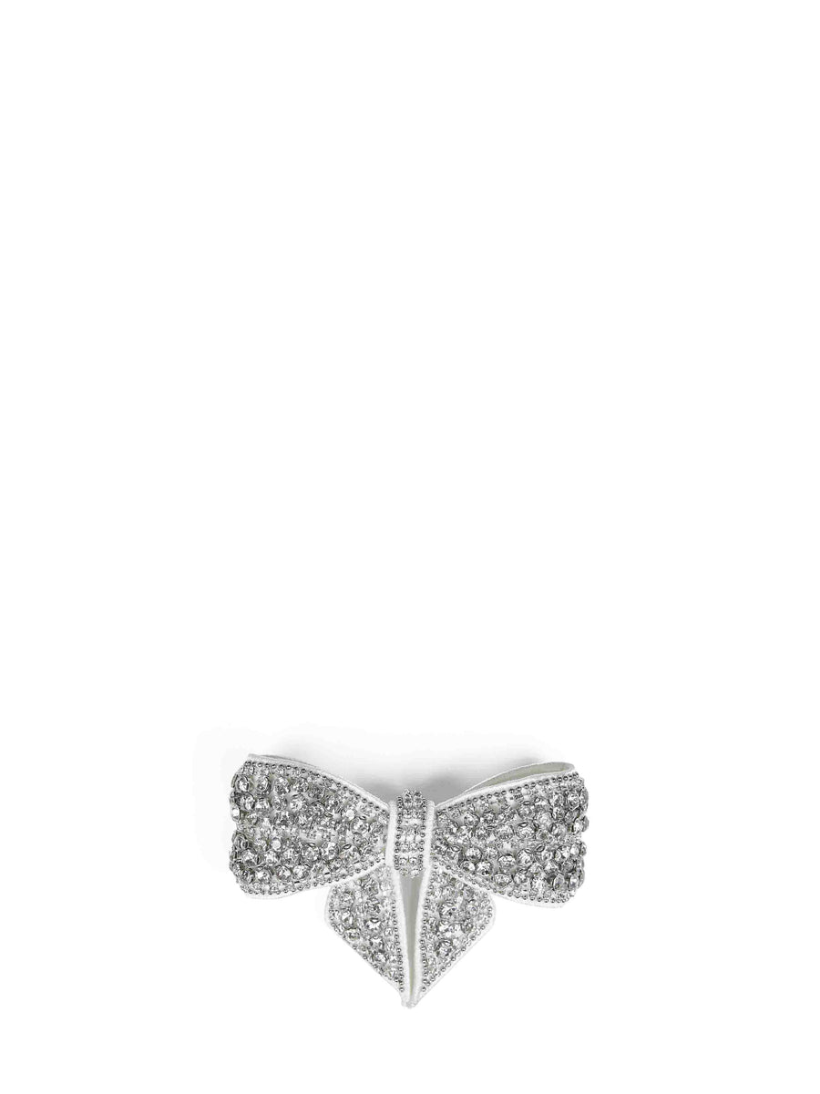 Hair Clip Crystal Bow White Polyester Accessories
