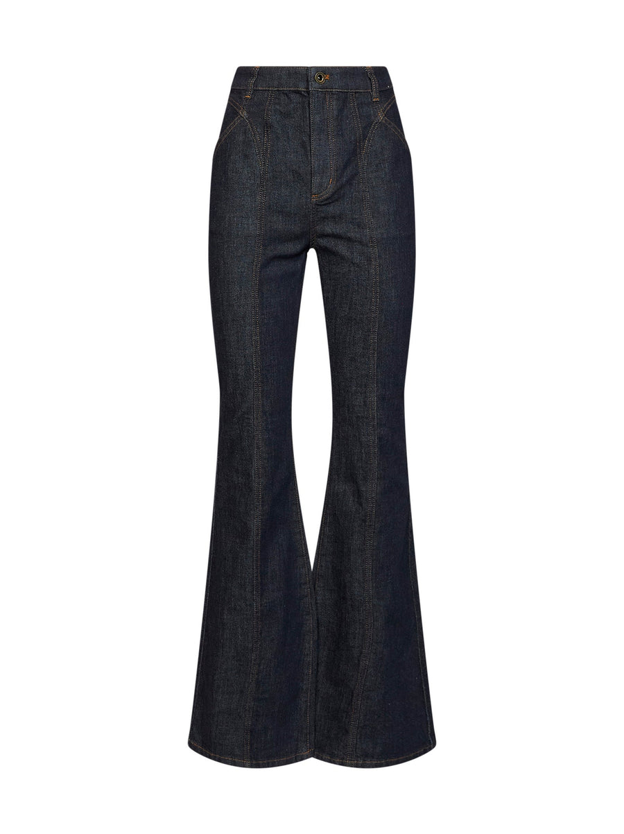 Flared Jeans Indigo Denim Blue Cotton