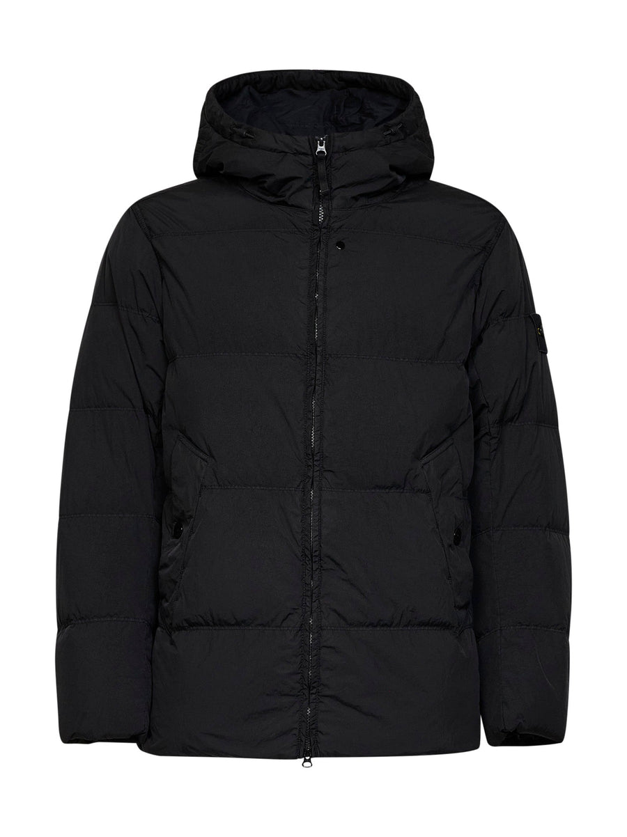 Hooded Down Jacket Crinkle Reps Ny Black Polyamide Padded &