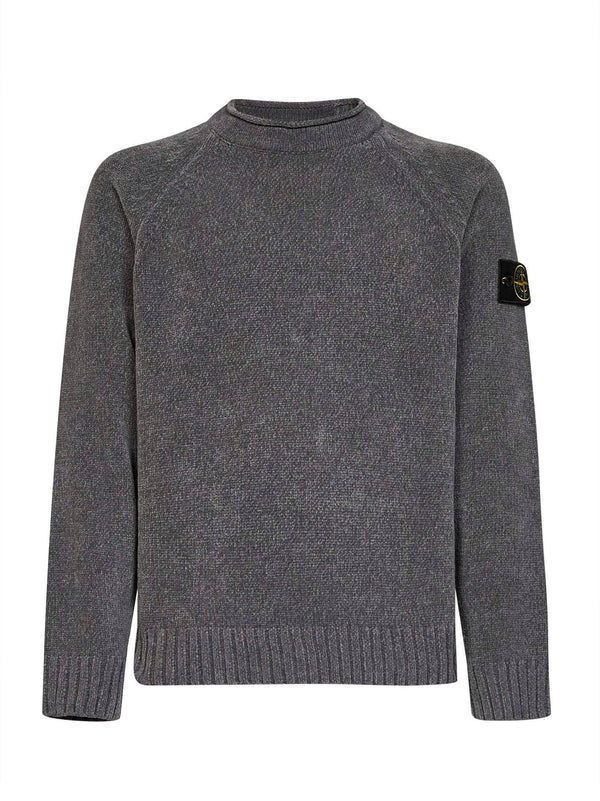 Crewneck Sweater Mélange Grey Chenille Cotton