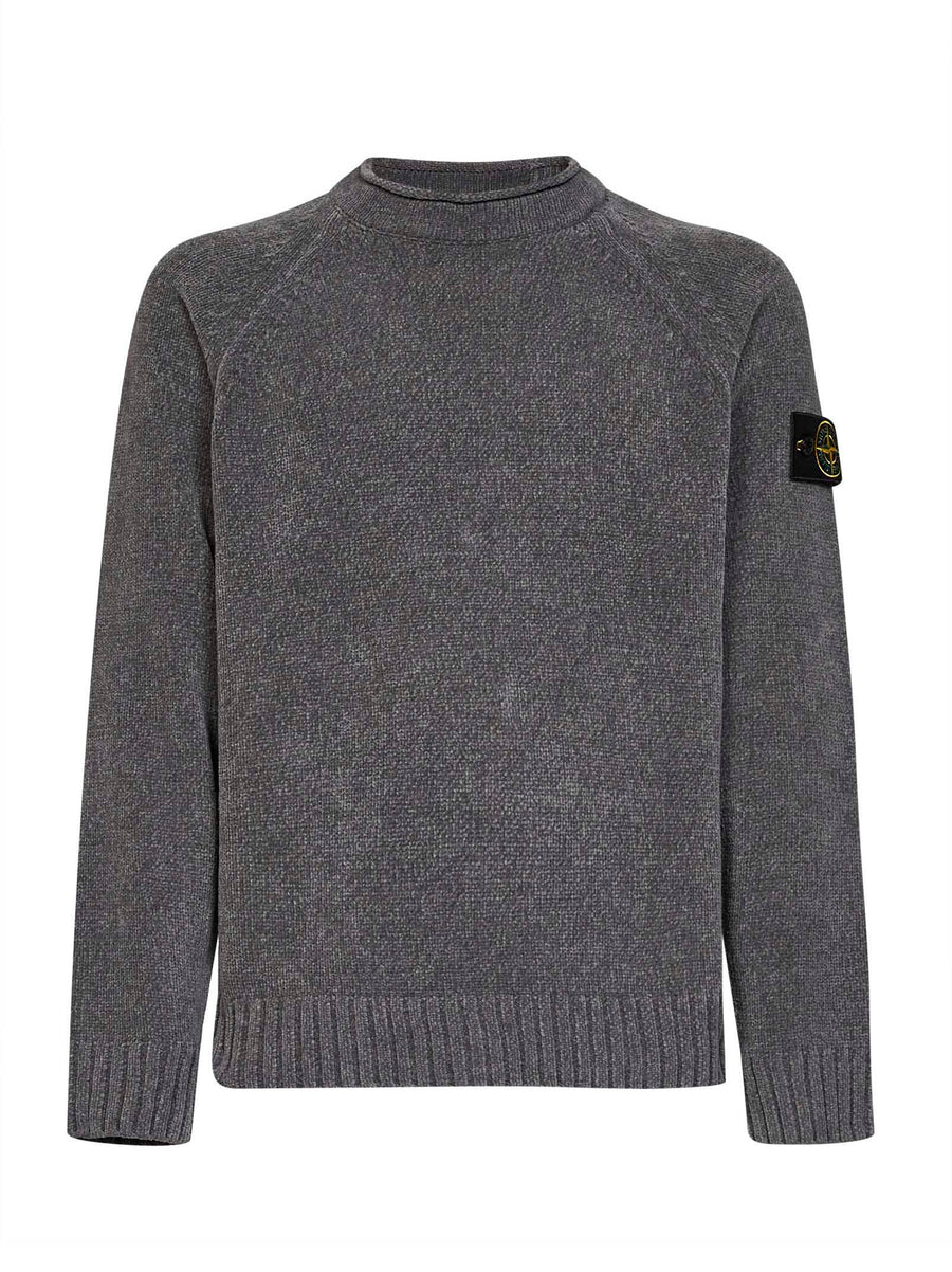 Crewneck Sweater Mélange Grey Chenille Cotton