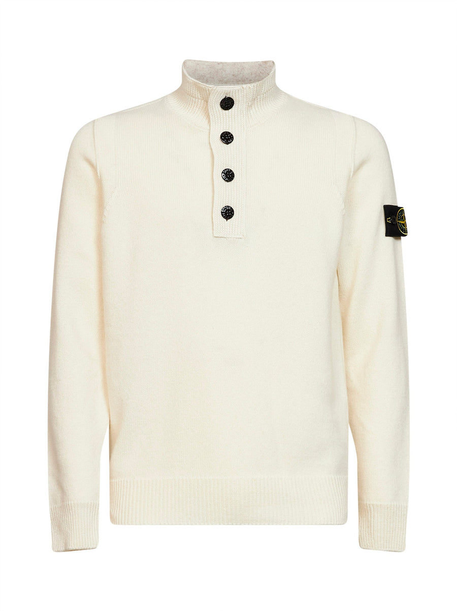 Zip-Up Sweater Lambswool Ivory Virgin Wool