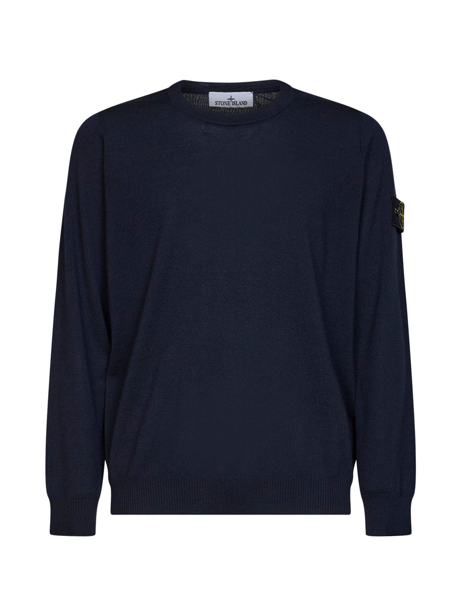 Crewneck Sweater Navy Virgin Wool Blue