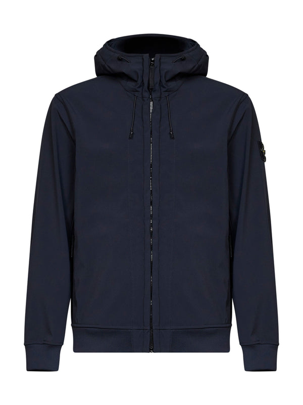 Hooded Jacket Soft Shell-R Blue Polyester Bomber