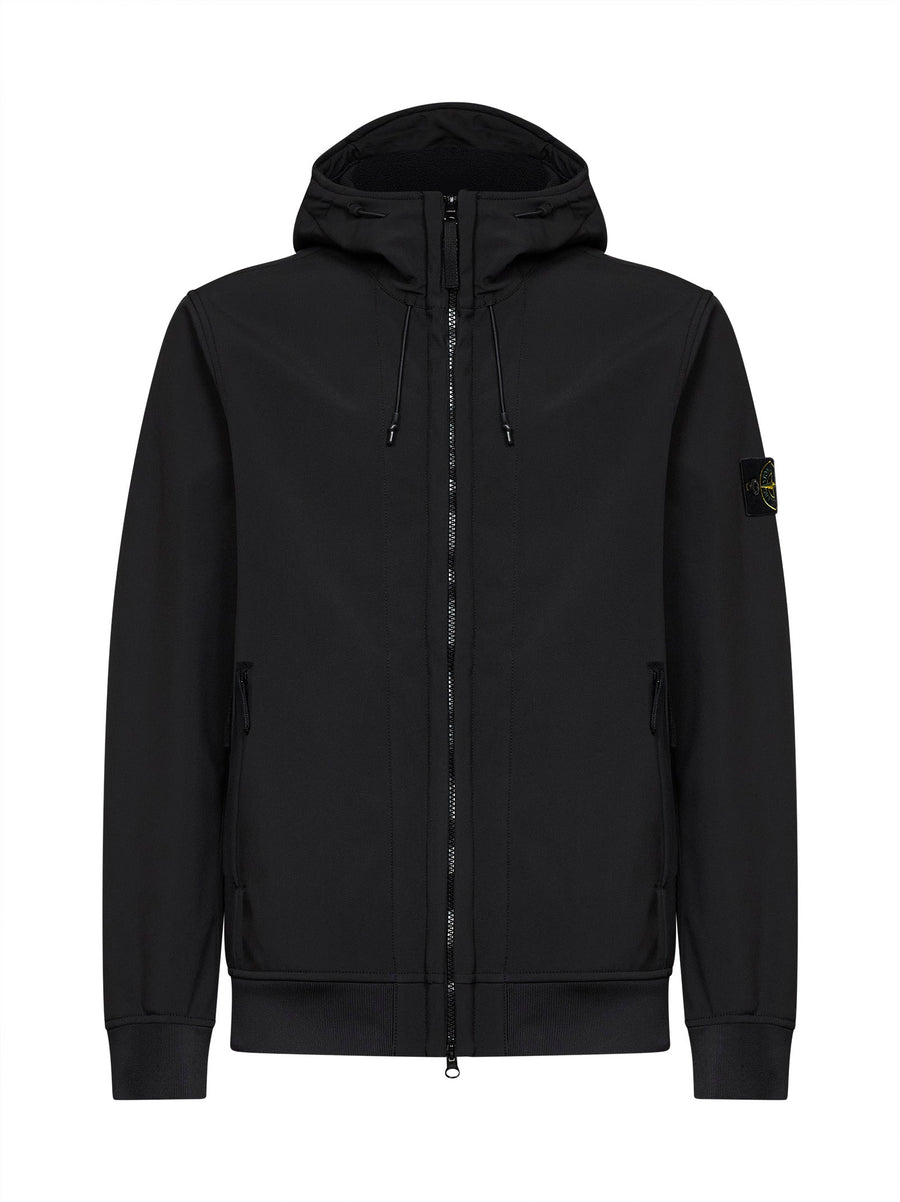Hooded Jacket Soft Shell-R Black Polyester Bomber