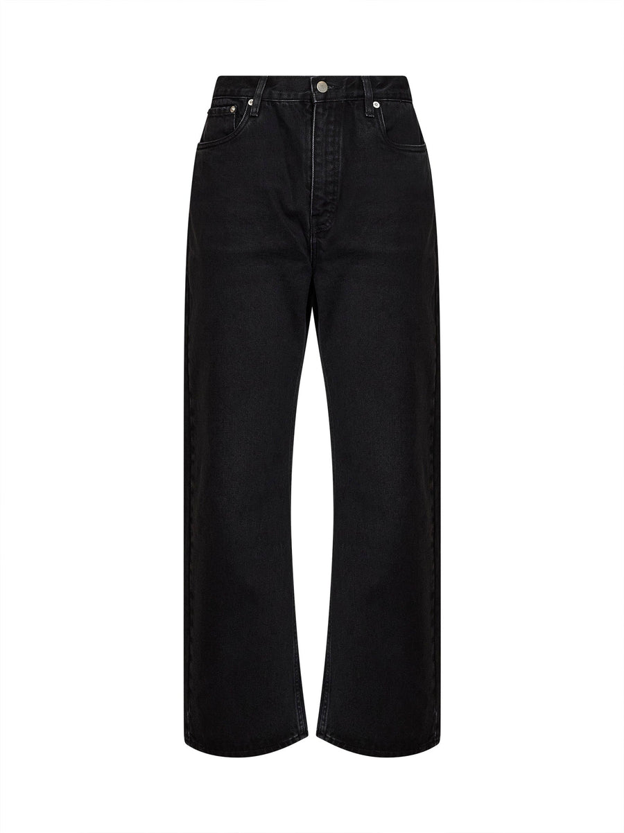 Jeans Denjo Wide-Leg Washed Black Denim Cotton