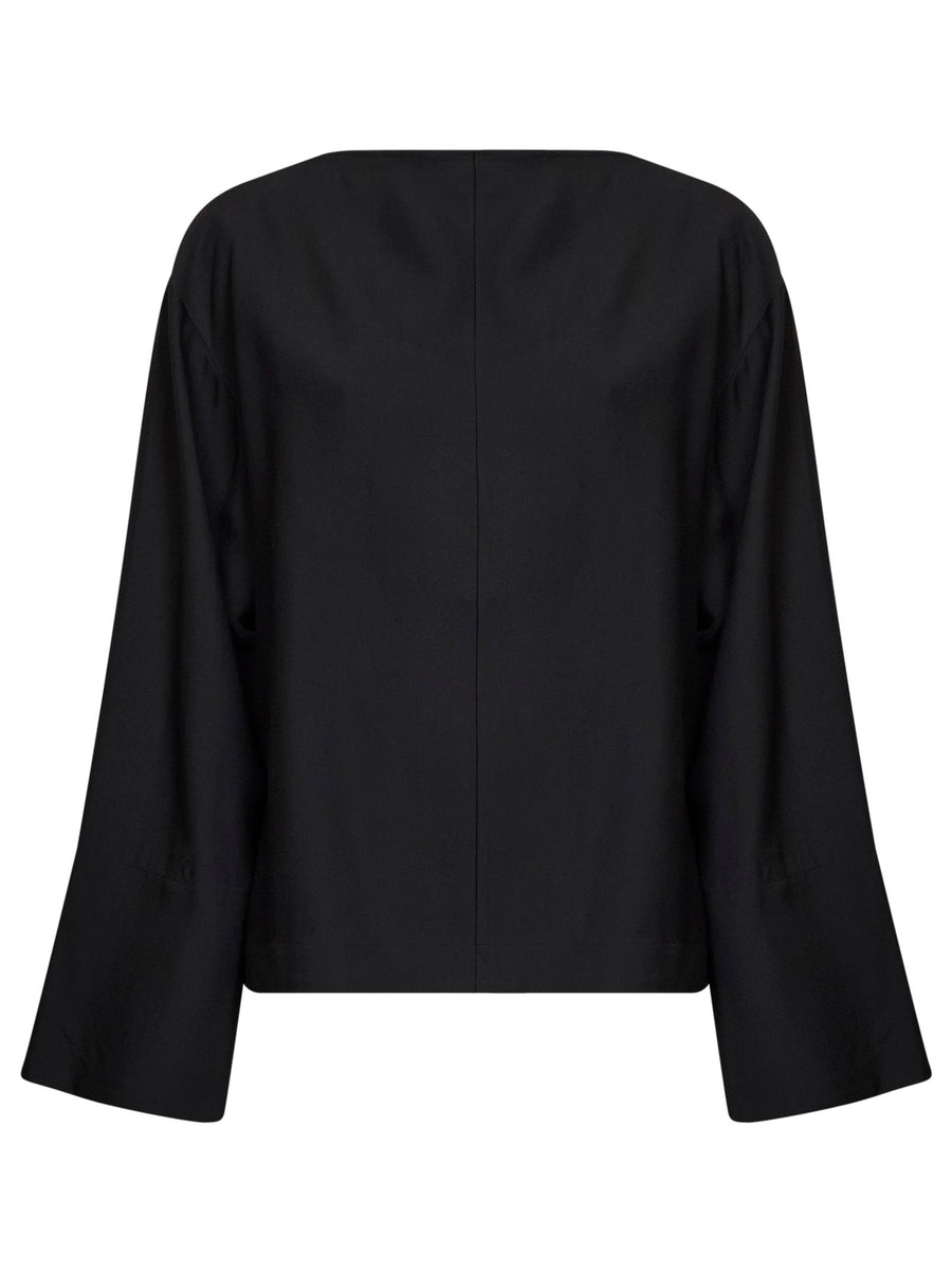 Top Eorsa Open-Back Black Twill Viscose Tops