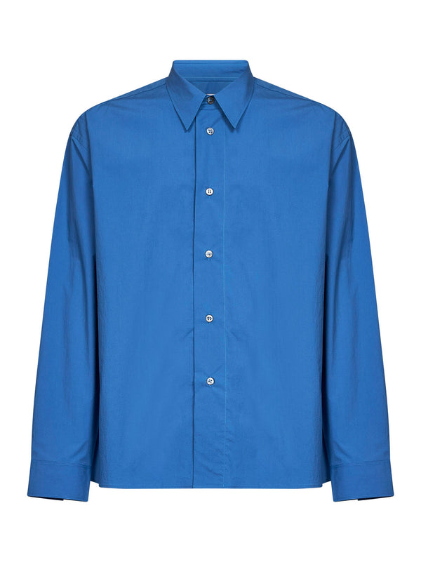 Shirt Hals Light Blue Poplin Cotton