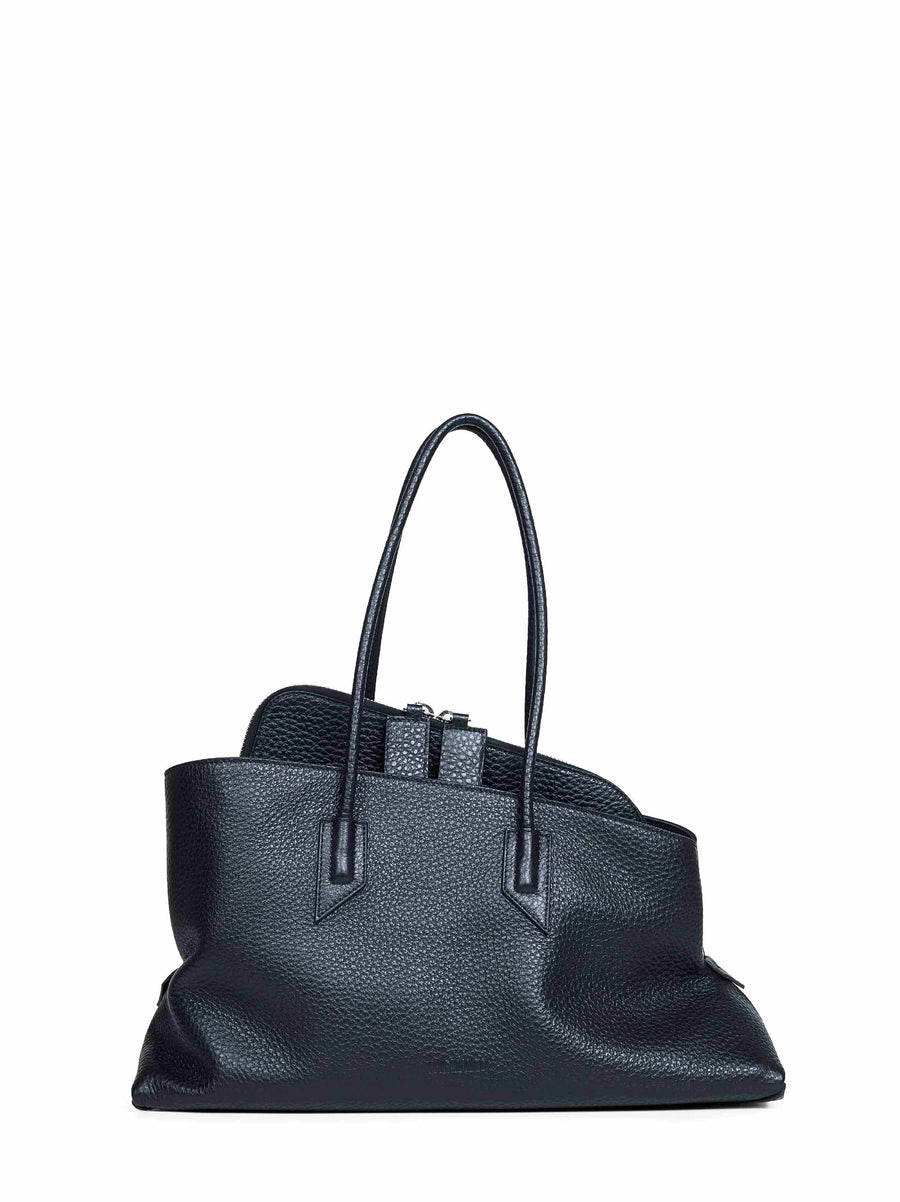 Top Handle Bag La Passeggiata Medium Black Calf Leather Handbags