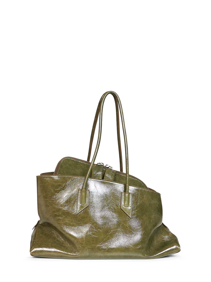 Top Handle Bag La Passeggiata Medium Olive Brown Green Calf Leather Handbags