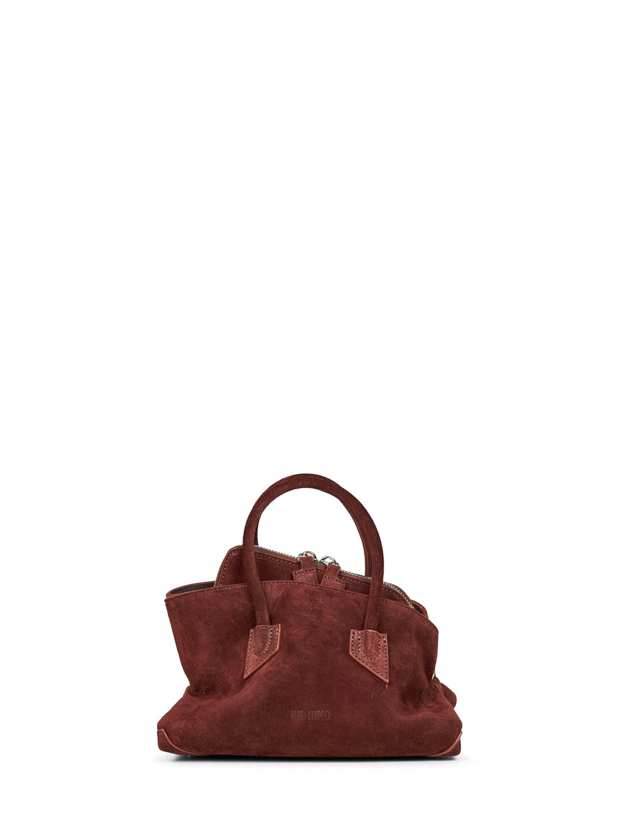 Top Handle Bag La Passeggiata Mini Suede Brown Calf Leather Handbags