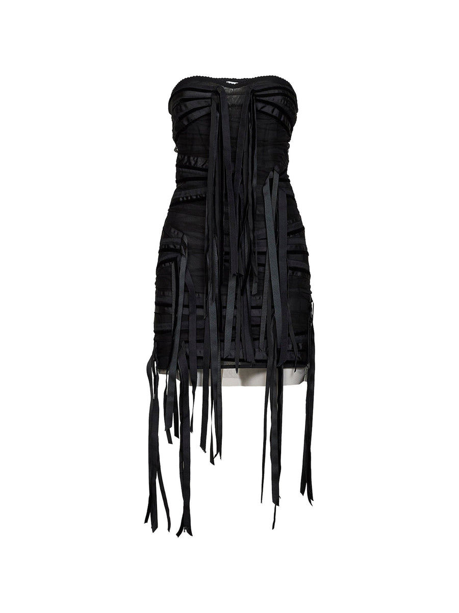 Mini Dress Bustier Tulle Black Polyamide