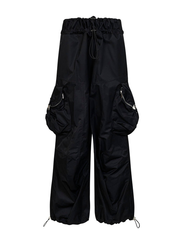 Cargo Trousers Black Gabardine Cotton