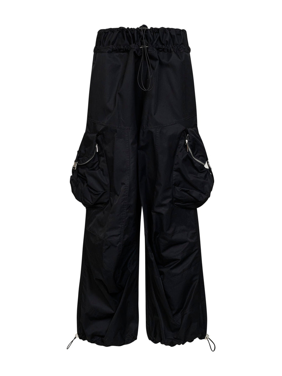 Cargo Trousers Black Gabardine Cotton