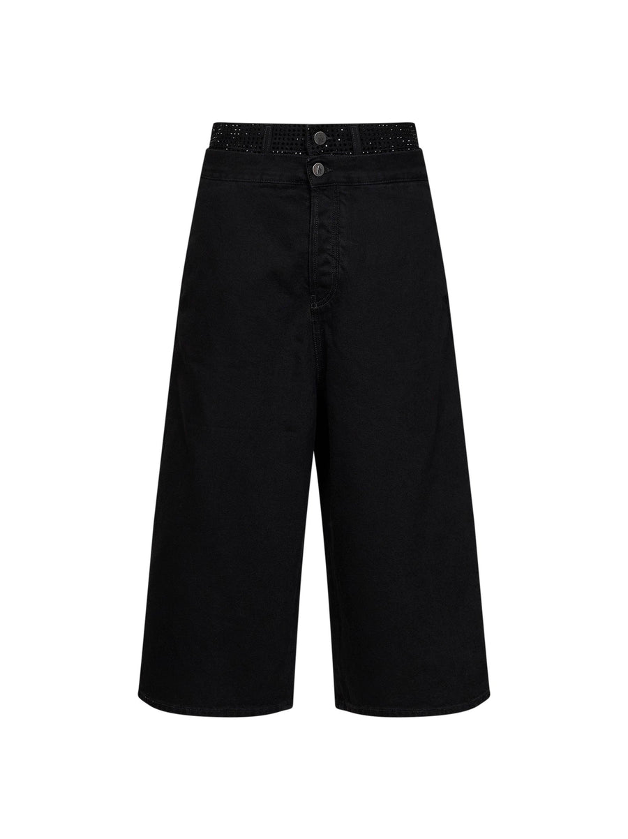 Jeans Double-Waistband Black Cotton